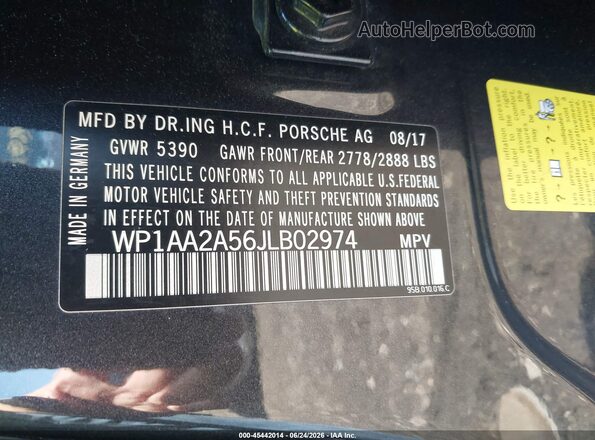 WP1AA2A56JLB02974 2018 PORSCHE MACAN Серый Вид подкапотного пространства