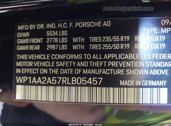 WP1AA2A57RLB05457 2024 PORSCHE MACAN Brown Vista del compartimento del motor