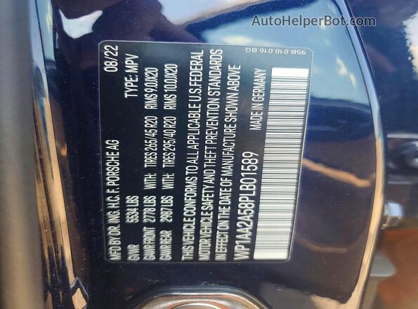 WP1AA2A58PLB01589 2023 PORSCHE MACAN Blue 