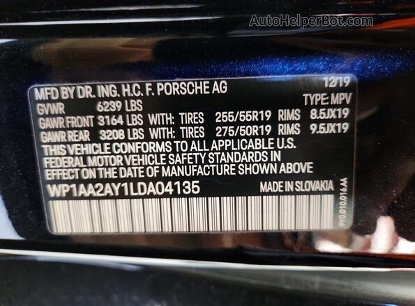 WP1AA2AY1LDA04135 2020 PORSCHE CAYENNE Black 