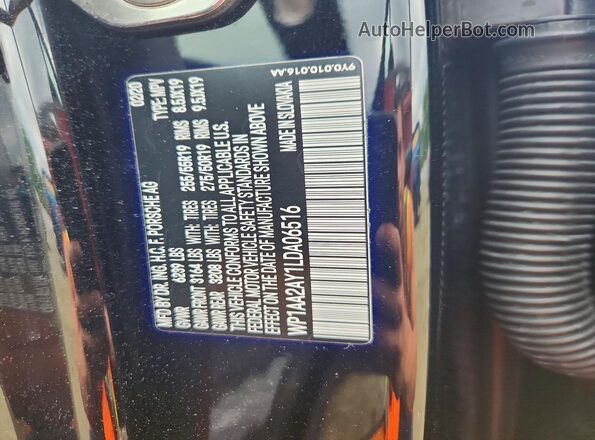 WP1AA2AY1LDA06516 2020 PORSCHE CAYENNE Black Engine compartment view
