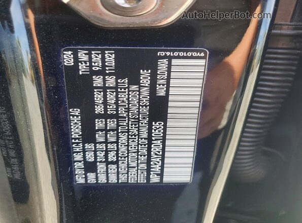 WP1AA2AY2RDA10535 2024 PORSCHE CAYENNE Black Vista de la etiqueta del VIN
