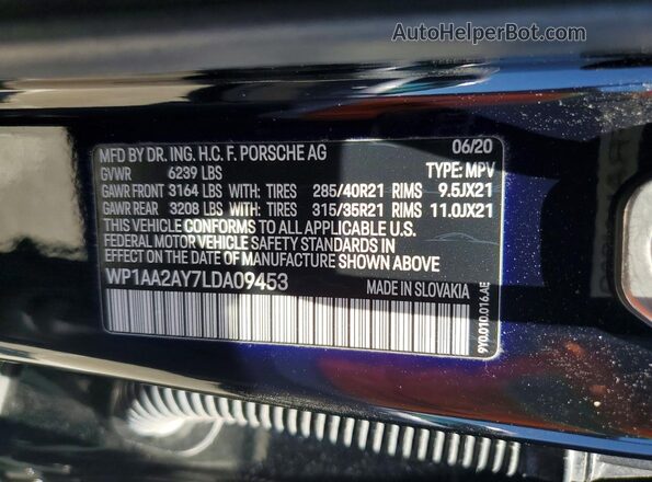 WP1AA2AY7LDA09453 2020 PORSCHE CAYENNE Black 