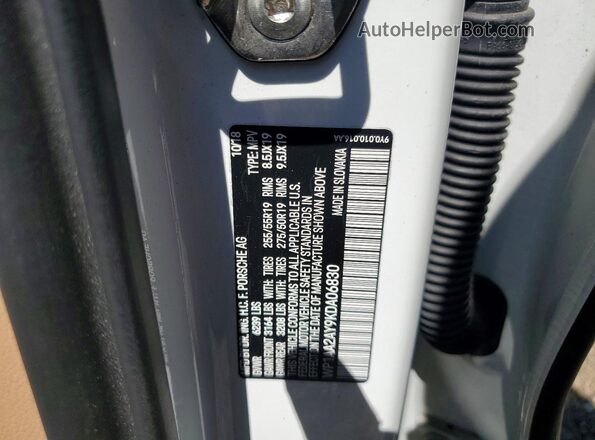 WP1AA2AY9KDA06830 2019 PORSCHE CAYENNE White VIN sticker view