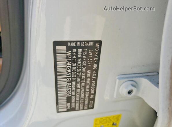 WP1AB2A51GLB45351 2016 PORSCHE MACAN White VIN sticker view