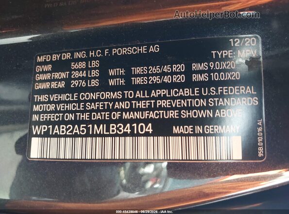 WP1AB2A51MLB34104 2021 PORSCHE MACAN Gray Vista del compartimento del motor