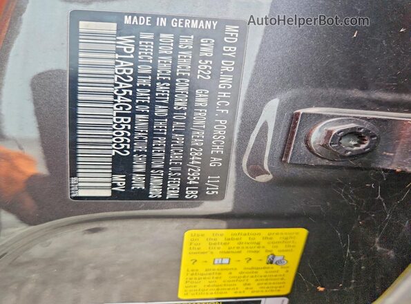 WP1AB2A54GLB56652 2016 PORSCHE MACAN Gray 