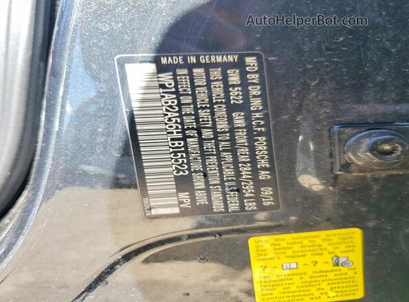 WP1AB2A56HLB15523 2017 PORSCHE MACAN Gray ძრავის განყოფილების ხედი