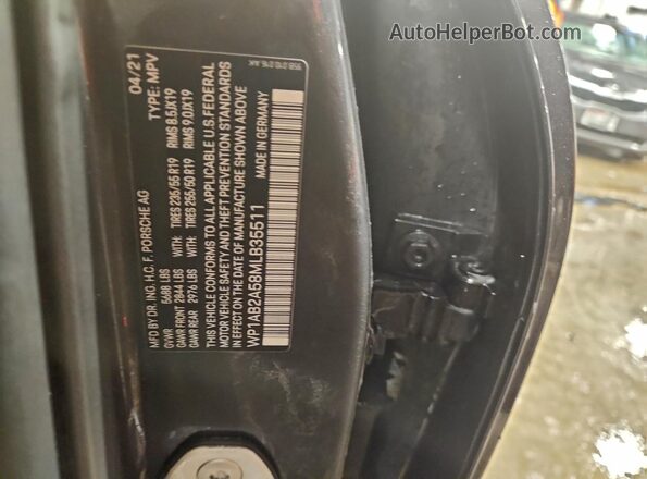 WP1AB2A58MLB35511 2021 PORSCHE MACAN Charcoal VIN կոդի պիտակի տեսք