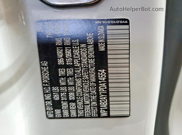 WP1AB2AY1PDA14554 2023 PORSCHE CAYENNE White 