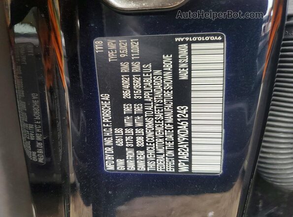 WP1AB2AY9KDA61243 2019 PORSCHE CAYENNE Black Engine compartment view