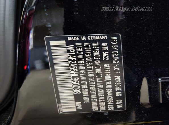 WP1AF2A55HLB60098 2017 PORSCHE MACAN Black Widok naklejki z numerem VIN