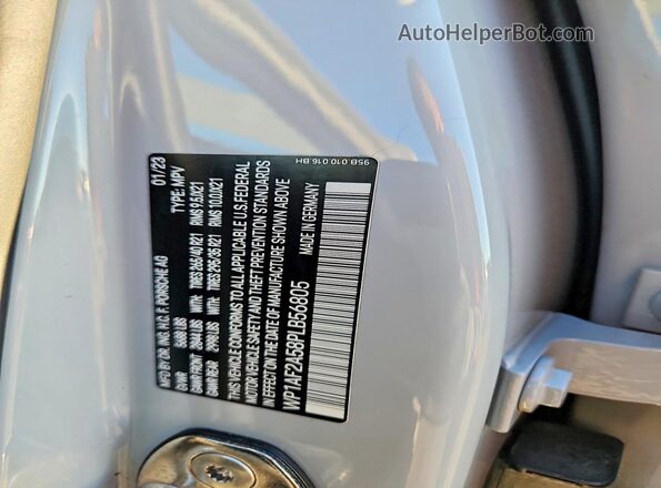 WP1AF2A58PLB56805 2023 PORSCHE MACAN Gray VIN կոդի պիտակի տեսք