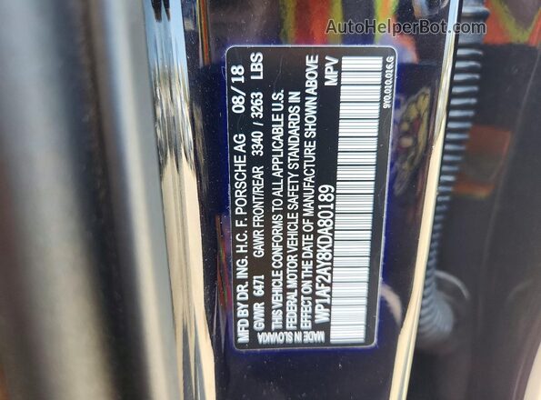 WP1AF2AY8KDA80189 2019 PORSCHE CAYENNE Black 