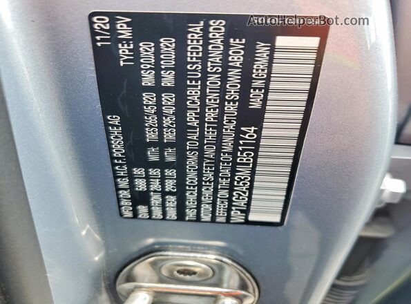 WP1AG2A53MLB51164 2021 PORSCHE MACAN Blue VIN sticker view