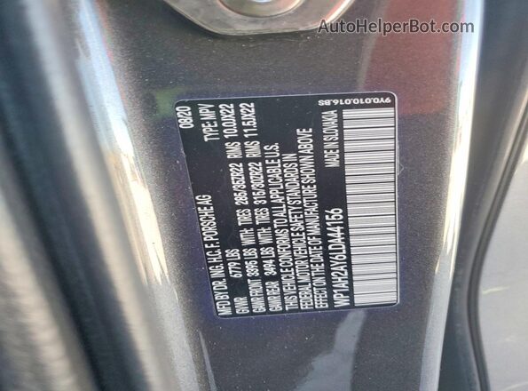 WP1AH2AY6LDA44156 2020 PORSCHE CAYENNE Gray Vista del compartimento del motor