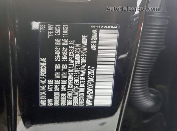 WP1AH2AYXPDA22067 2023 PORSCHE CAYENNE Black Вид наклейки з VIN-кодом