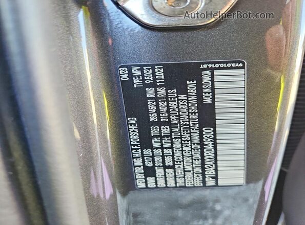WP1BA2AYXRDA49300 2024 PORSCHE CAYENNE Gray VIN կոդի պիտակի տեսք