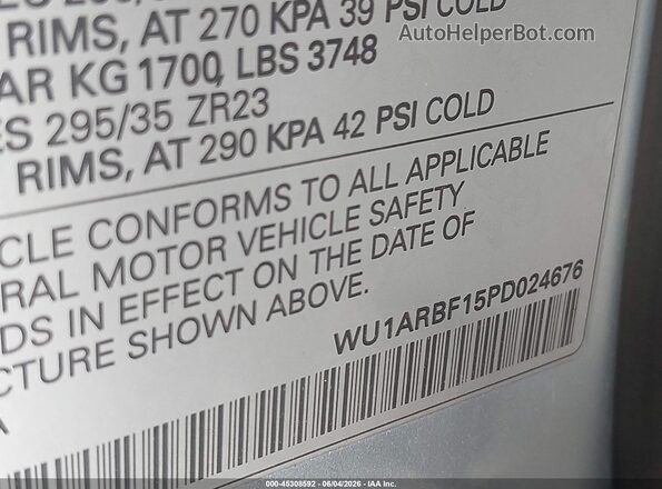WU1ARBF15PD024676 2023 AUDI RS Q8 Gray ძრავის განყოფილების ხედი