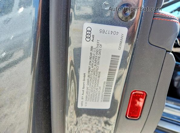 WUAAWCF50PA901268 2023 AUDI RS5 Gray VIN կոդի պիտակի տեսք