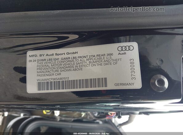 WUAAWCF56SA901512 2025 AUDI RS5 Black Вид підкапотного простору