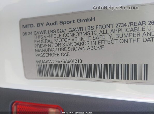 WUAAWCF57SA901213 2025 AUDI RS5 White Շարժիչի բաժամունքի տեսք