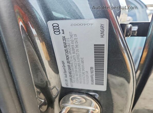 WUABWHFF9J1902789 2018 AUDI RS3 Gray VIN կոդի պիտակի տեսք