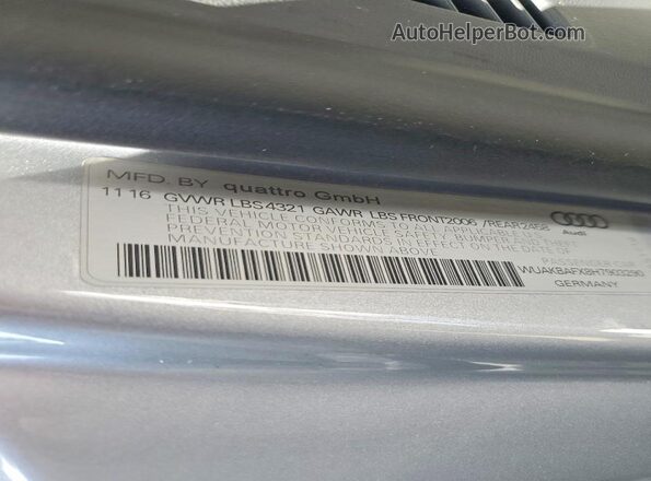 WUAKBAFX8H7903290 2017 AUDI R8 Серебряный 