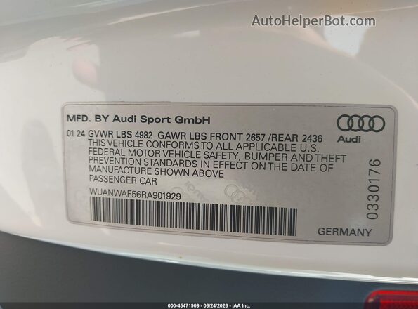 WUANWAF56RA901929 2024 AUDI RS5 White Engine compartment view