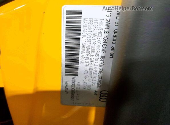 WUAVACFX7H7903437 2017 AUDI R8 Yellow Widok komory silnika
