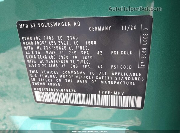 WVG6YVEB7SH019834 2025 VOLKSWAGEN ID. BUZZ Green Engine compartment view