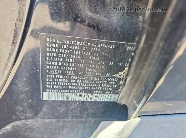 WVGAV7AX0GW520003 2016 VOLKSWAGEN TIGUAN Черный 
