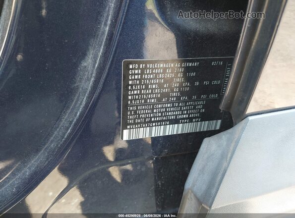 WVGAV7AX7GW591876 2016 VOLKSWAGEN TIGUAN Dark Blue Widok komory silnika