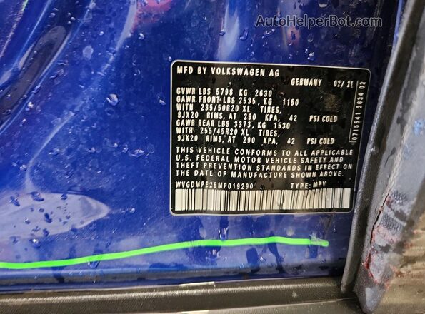 WVGDMPE25MP019290 2021 VOLKSWAGEN ID.4 Blue Engine compartment view