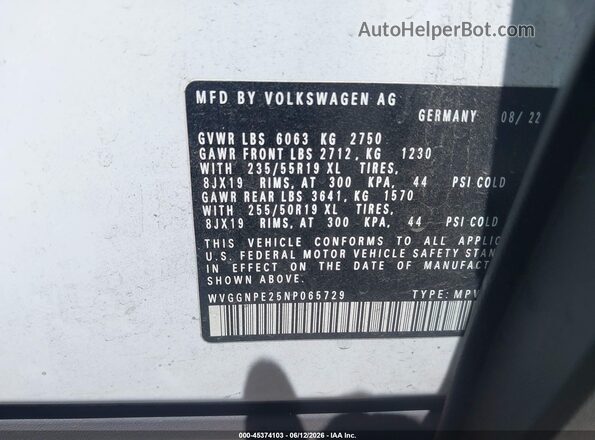 WVGGNPE25NP065729 2022 VOLKSWAGEN ID.4 White Widok komory silnika