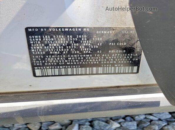 WVGKMPE28MP062822 2021 VOLKSWAGEN ID.4 White VIN sticker view