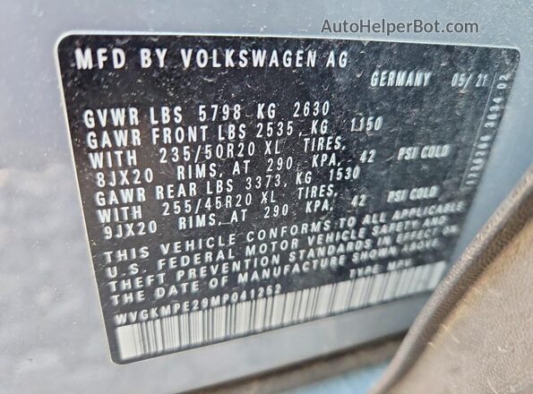 WVGKMPE29MP041252 2021 VOLKSWAGEN ID.4 Gray 