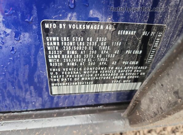 WVGKMPE29MP041929 2021 VOLKSWAGEN ID.4 Blue Սալոնի 360 աստիճան տեսք