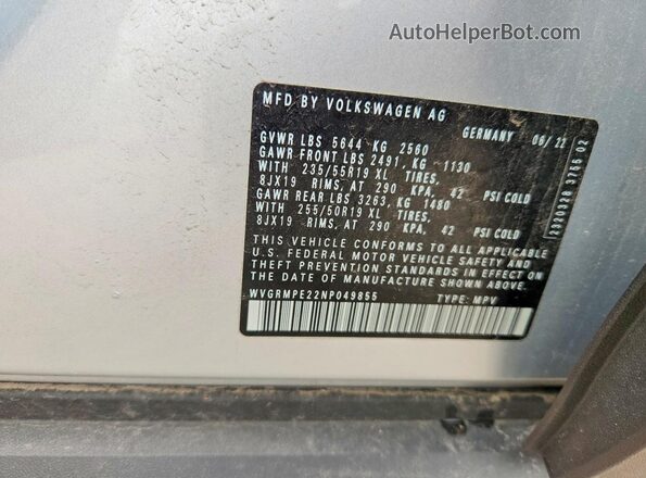 WVGRMPE22NP049855 2022 VOLKSWAGEN ID.4 Silver 