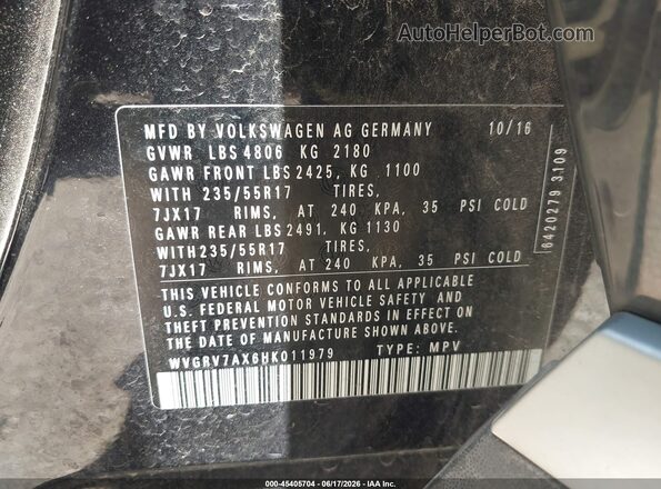 WVGRV7AX6HK011979 2017 VOLKSWAGEN TIGUAN Черный Вид подкапотного пространства