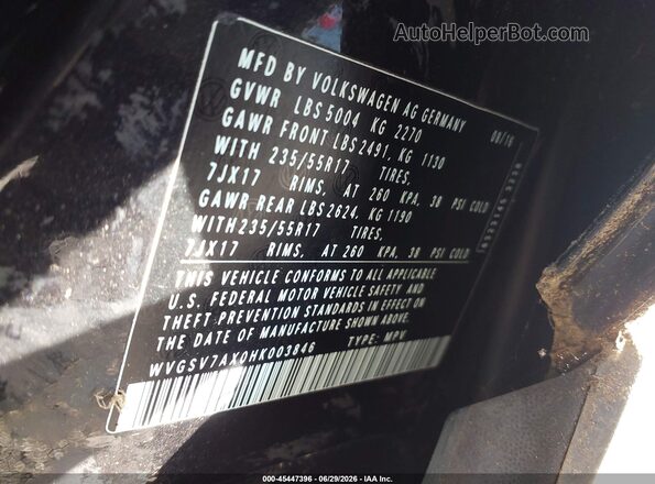 WVGSV7AX0HK003846 2017 VOLKSWAGEN TIGUAN Черный Вид подкапотного пространства