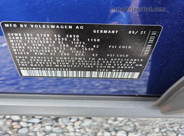 WVGTMPE25MP042581 2021 VOLKSWAGEN ID.4 Blue 