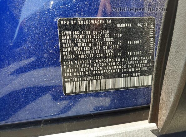 WVGTMPE25MP052365 2021 VOLKSWAGEN ID.4 Blue 