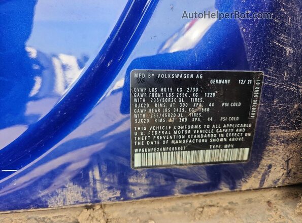 WVGUNPE24MP065867 2021 VOLKSWAGEN ID.4 Blue ძრავის განყოფილების ხედი