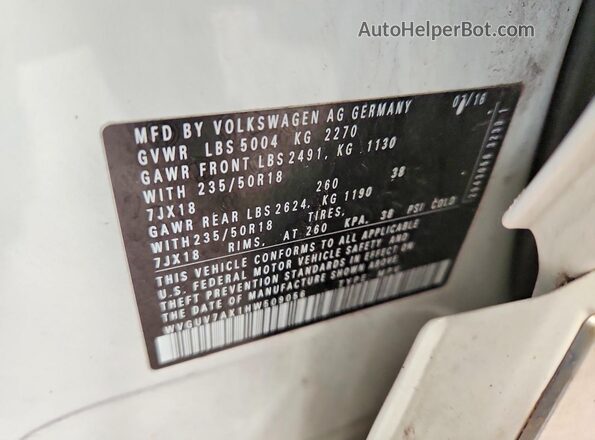 WVGUV7AX1HW509056 2017 VOLKSWAGEN TIGUAN Белый 
