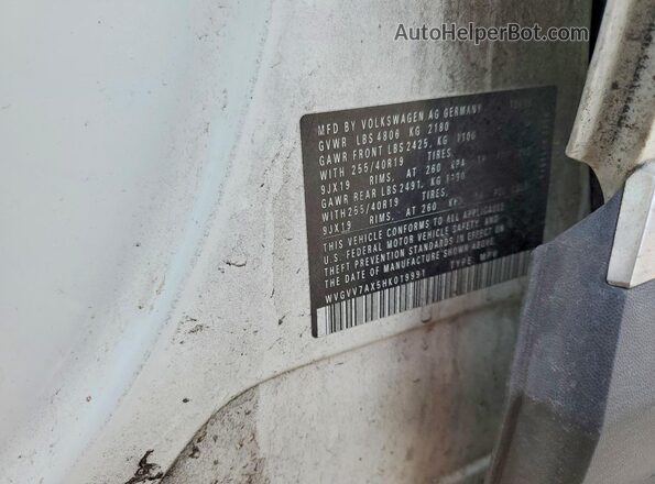WVGVV7AX5HK019991 2017 VOLKSWAGEN TIGUAN White 