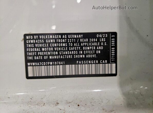 WVW9A7CD7PW197641 2023 VOLKSWAGEN GTI White VIN sticker view