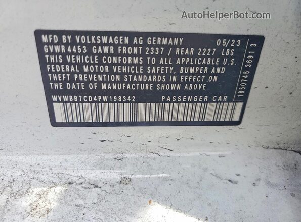 WVWBB7CD4PW198342 2023 VOLKSWAGEN GOLF Белый 
