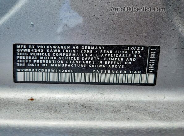 WVWGA7CD8RW142660 2024 VOLKSWAGEN GTI Серебряный Вид подкапотного пространства