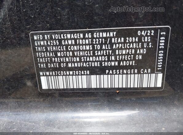 WVWH87CD5NW202436 2022 VOLKSWAGEN GOLF Черный Вид подкапотного пространства